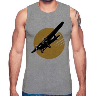 Imagem de Regata Avião Bimotor - Foca na Moda, Cinza, G