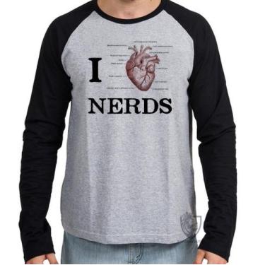 Imagem de Camiseta Manga Longa blusa I love nerds heart coração - Empório Dutra,