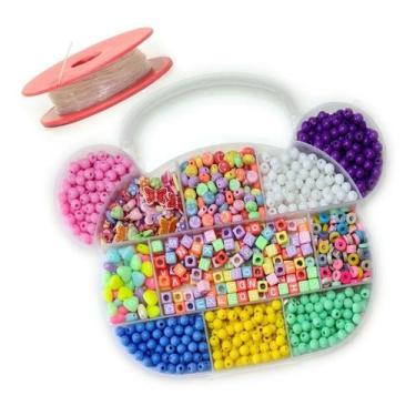 Imagem de Kit Maleta de Miçangas Infantil Menina P/ Montar Pulseiras Pronta Entr