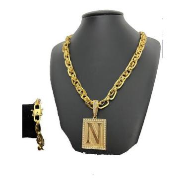 Imagem de Corrente Imperador 10mm + Pulseira + Pingente Banhado a Ouro - ToJoia1