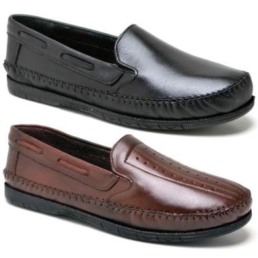 Imagem de Kit 2 Pares Sapatilha Masculina Mocassim Couro Legitimo - REF, Marrom 
