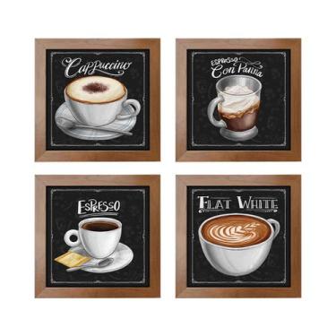 Imagem de Quadro Decorativo Café Expresso Padaria Cozinha 12x12cm 4 un - Arte na