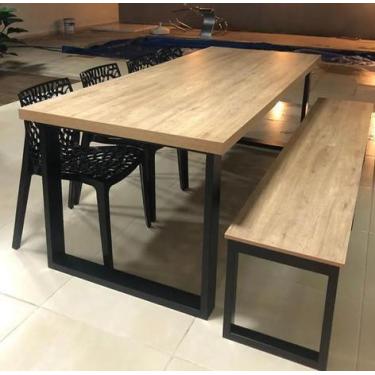 Imagem de Mesa Jantar Estilo/Modelo Industrial com 1 banco (1,60x80) - ALPI MOVE