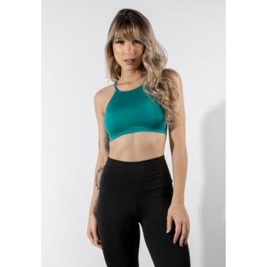 Imagem de Top Fitness Sem Bojo Com Detalhes em Tiras Alça Fina Proteção UV50 Aca