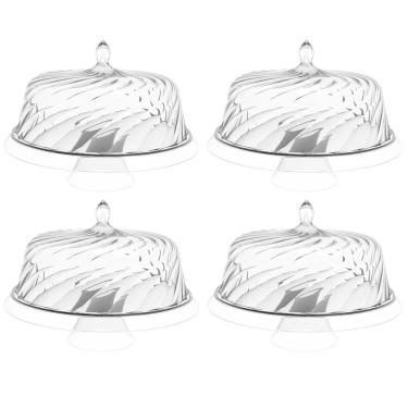 Imagem de 4 Porta Bolo Boleira com Cúpula 30cm Transparente Glassy Crippa Doces Petiscos