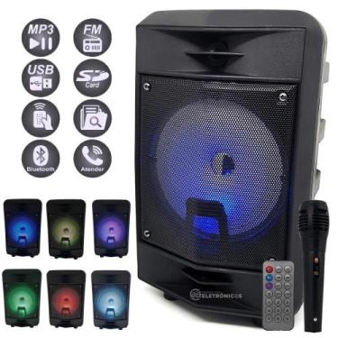 Imagem de Caixa De Som Com Controle E Microfone, Rádio FM USB Entrada Cartão De 