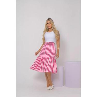 Imagem de Saia Midi Gode Cintura Alta Rodada Moda Evangelica - S19 - CLICK TUDO,