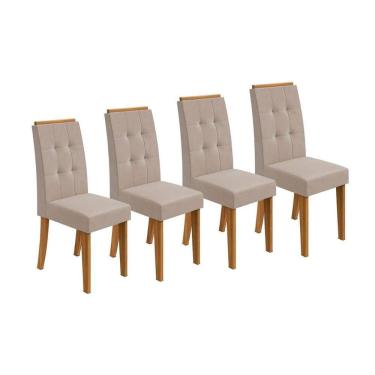 Imagem de Kit 4 Cadeiras de Cozinha Celebrare 4 Un Amêndoa/Suede Creme - Lopas