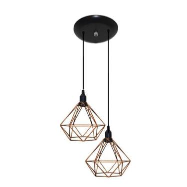 Imagem de Luminária Pendente Aramado Modelo Diamante 02 Juntos na mesma canopla 