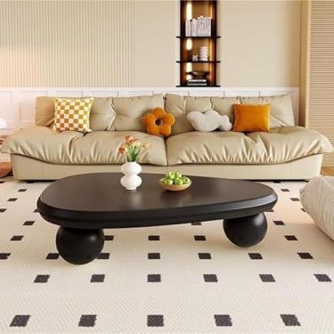 Imagem de Mesa de centro oval irregular em nuvem, mesa de chá de desenho animado, mesa de canto moderna com 3 pernas esféricas, mesa central para varanda, escritório, pátio, A, 100 cm