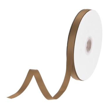 Imagem de DMiotech Fita de cetim de 0,9 cm, 50 metros, fita de gorgorão de tecido de dupla face fina para embrulhar o cabelo floral, buquê de flores, café claro