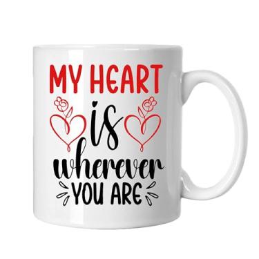 Imagem de SpreadPassion Caneca de café My Heart Is Wherever You are, presente para namorado e namorada, ideia de presente de dia dos namorados, presente para marido e esposa, ideia de presente de aniversário do