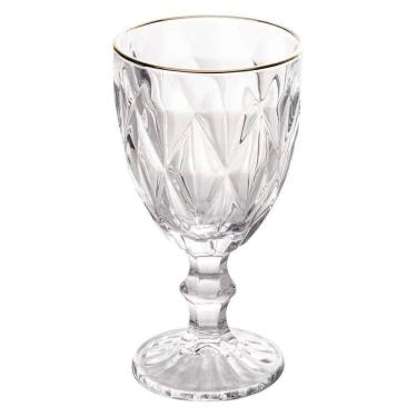 Imagem de Taça De Água Com Filete Dourado Diamond Lyor 325ml - Vidro