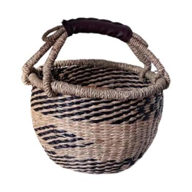 Imagem de Ioensy Organizador de armazenamento em casa de cesta de piqueniques ao ar livre com lagos de couro PU Sungies cestos de cesta para o escritório de pesca na, Preto