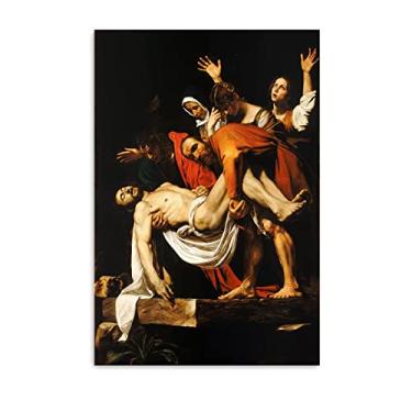 Imagem de JZSDGB Arte de parede em tela clássica - Michelangelo Merisi Caravaggio Impressões - Reprodução de pinturas a óleo famosas - The Tombment of Christ Poster-Artwork Pictures on Canvas Wall Art 40 x 60