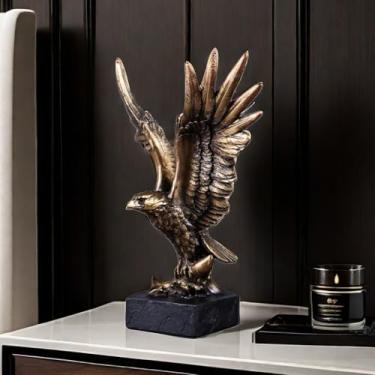 Imagem de Estátua de águia de resina para presente de frgurina para casa, escritório, sala de estar, decoração decorativa
