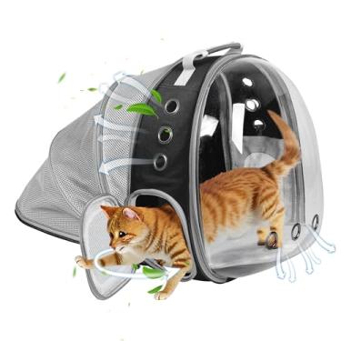 Imagem de TOYSINTHEBOX Gato Mochila Transportadora Bolha Expansível Dobrável Respirável Gato Transportadora Cão Mochila Para Caminhadas, Viagens, Acampamento (Preto)