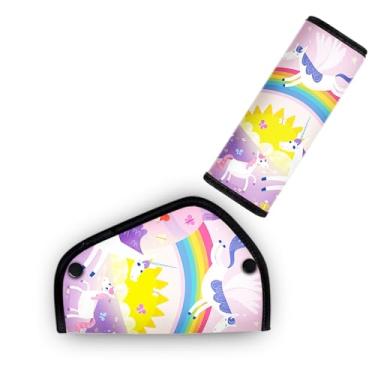 Imagem de Mokiwala Acolchoamento protetor de ombro e barriga infantil - capa de almofada de alças hipoalergênicas macias e respiráveis para assento elevatório, carrinhos de bebê e cadeiras altas, unicórnio