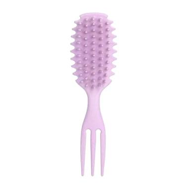 Imagem de Escova de cabelo cacheado escova de cabelo desembaraçante suave massagem no couro cabeludo pente de cachos 3 em 1 ferramentas de modelagem de cabelo cacheado (roxo)