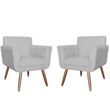Imagem de Kit Com 2 Poltronas Cadeiras Isabella Estofadas Suede Branco - INCASA 