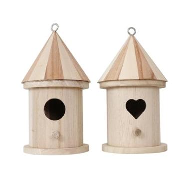 Imagem de 2 Unidades Ninho De Pássaro De Madeira Gaiola De Pássaro Pendurada Alimentador De Pássaros De Janela Kit Casa De Passarinho Casa De Passarinho Inacabada Filho Artificial Modelo