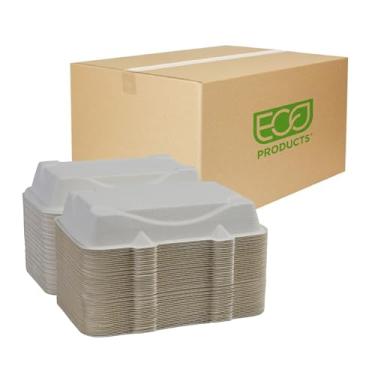 Imagem de Conchas de cana-de-açúcar branca Vanguard renováveis e compostáveis da Eco-Products, 23 x 15 x 7,6 cm, caixa com 250 | Sem produto adicional PFAS | Compostável BPI e ASTM | Resistente a graxa e cortes