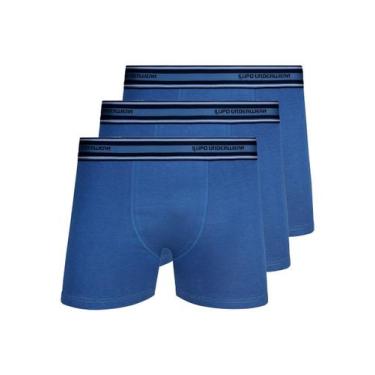 Imagem de Kit com 3 Cuecas Boxer Lupo 523-003, Azul, G
