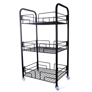 Imagem de Fruteira 3 Andares Piso Chão Aramada Preto Black Jomer 2434