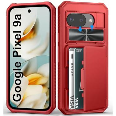 Imagem de BXYJY Capa carteira para Google Pixel 9a com porta-cartões (4 a 5 cartões), proteção militar contra quedas, capa de câmera deslizante, resistente à prova de choque, resistente, masculina, feminina,