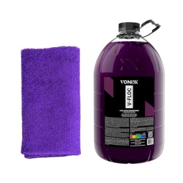 Imagem de Vonixx V-FLOC Shampoo Automotivo Concentrado 5L com Pano de Microfibra Roxo