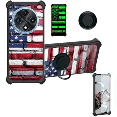 Imagem de jioeuinly Capa para celular UMIDIGI G100A compatível com UMIDIGI G100 5G [com protetor de tela de vidro temperado][PC rígido + silicone macio][suporte para anel] [efeito luminoso] YGH-GQ