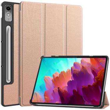 Imagem de Kepuch Custer Capas para Lenovo Tab P12 Pro 2nd 12.7 2024 / Tab P12 TB371FC TB-370FU 2023,Couro-PU Bolsas Estojos - Rose Ouro