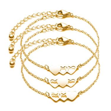 Imagem de JINGMARUO 3 pulseiras irmãs colar Best Friends para 3 conjunto de 3 pulseiras de coração, 3 melhores amigas, presente de amizade de longa distância, 5.91 inches, Metal, n