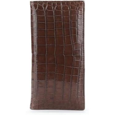 Imagem de Carteira longa masculina de couro de crocodilo real, couro de jacaré, bolsas de couro genuíno para homens, Marrom, Moda, luxo