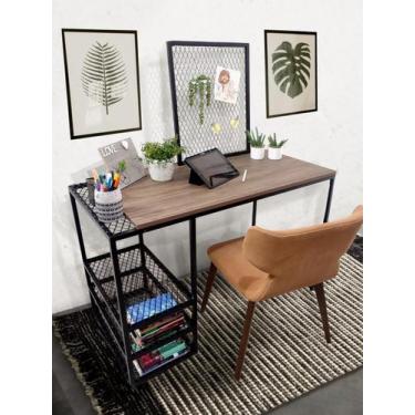 Imagem de Escrivaninha Lettura Estilo Industrial - Casa Quentinha, MDF Savana