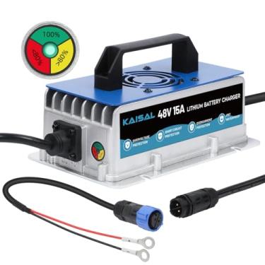 Imagem de Carregador de bateria de lítio 48 Volt/58,4V 15A para 48V (51,2V) LiFePO4 Bateria 0V Wake Up 48V Lifepo4 Carregador de bateria, IP67 impermeável, para carrinho de golfe, carros, empilhadeira, motor de