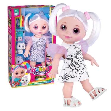 Imagem de Boneca Fashion Pintura Canetas e Cachorrinho Para Colorir - Super Toys