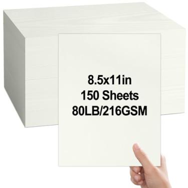 Imagem de party greeting 150 folhas de papel cartolina de linho, 21 x 27 cm, cartolina texturizada de linho, cartão de convite, peso pesado, 36 kg, papel texturizado para impressoras, artes e artesanato (creme)