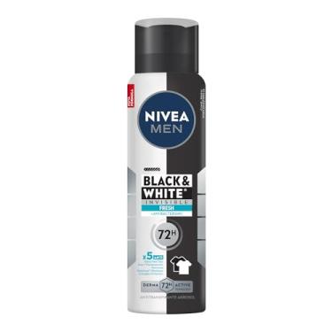 Imagem de NIVEA MEN Desodorante Masculino Antitranspirante Aerossol Black & White INVISIBLE Fresh 150ml - Proteção prolongada contra odor, suor e manchas + antibacteriano