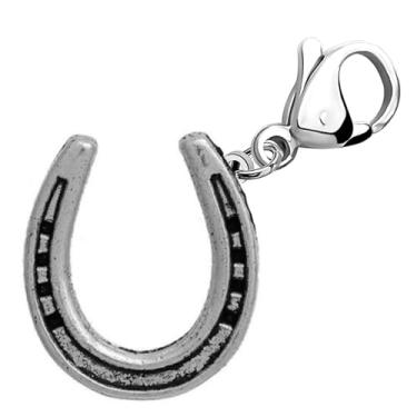 Imagem de Pingente de pulseira com pingente de ferradura com estampa de videira para joias europeias com fecho lagosta, Liga metálica de zinco