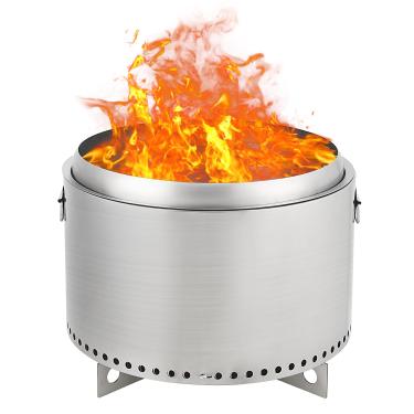 Imagem de Fogueira sem fumaça de 51 cm portátil para uso ao ar livre com base de cinzas removível, lareira a lenha de aço inoxidável para acampamento, exterior, fogueira, quintal e pátio