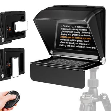 Imagem de LENSGO Teleprompter para telefone iPad mini, mini prompter portátil de 7,9 polegadas com controle remoto, aplicativo compatível com iOS/Android para YouTube, Zoom, Twitch, ensino online, vlogger