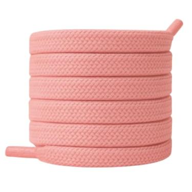 Imagem de Cadarço Rosa Compatível Todas Marcas Achatado Resistente 100% Poliéste1.20cm Enchimento Interno Ponteiras Reforçadas Acabamento Uniforme Ideal Tênis Casuais Esportivos Escolares – Zuzu Presentes®