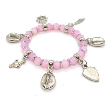 Imagem de Pulseira Obá Orixás Umbanda Candomblé Rosa Ajustável - Flash