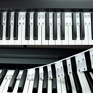 Imagem de Notas de teclado de piano para iniciantes, etiquetas removíveis para aprendizagem, chave de ancinho de piano tamanho completo de 88 teclas, reutilizável, sem necessidade de adesivos