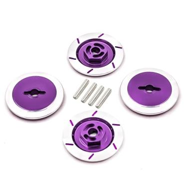 Imagem de Chanjorlin 1/10 RC Aluminum 12mm Hex Drift Wheels Hub Rim Brake Disc Decoration Upgrade Parts for 1:10 On Road Rally Touring Racing Street Car Truck Tires Traxxas Tamiya HSP HPI Redcat 4PCS (Purple)