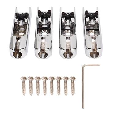 Imagem de Ponte para baixo elétrico, metal, texturizado, individual, 4 cordas, ponte de guitarra dividida, prata, conjunto de ponte para baixo (prata)
