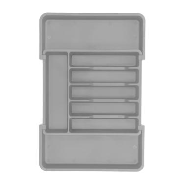 Imagem de Organizador de Gavetas Expansível, Armazenamento Prático Bandeja de Utensílio Expansível Grande Espaço para Talheres (Cinza)