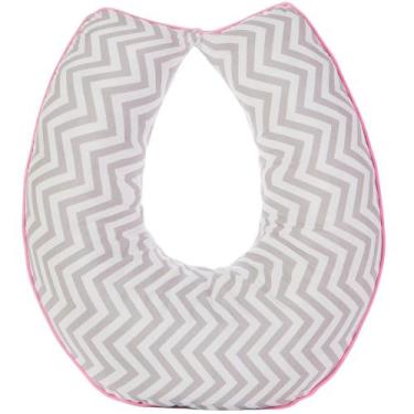 Imagem de Almofada Amamentação Algodão para Bebê Menina Chevron com Rosa - AVM E