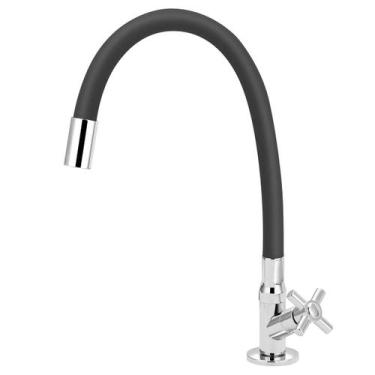 Imagem de Torneira Cozinha Mesa/Bancada Abs Tubo Flexivel Preto 1/4v - Modelar